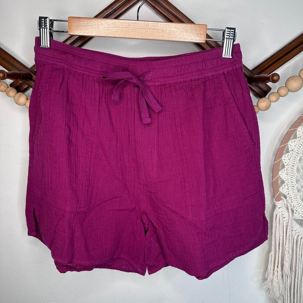 Sundace Berry Fuchsia Cotton Gauze Drawstring Shorts